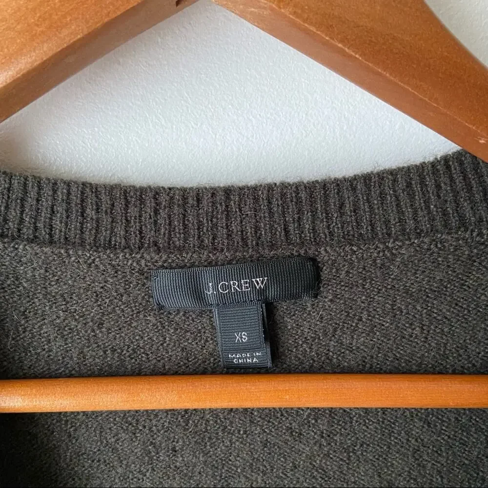 J. Crew Dark Olive Green V-Neck Sweater Size XS